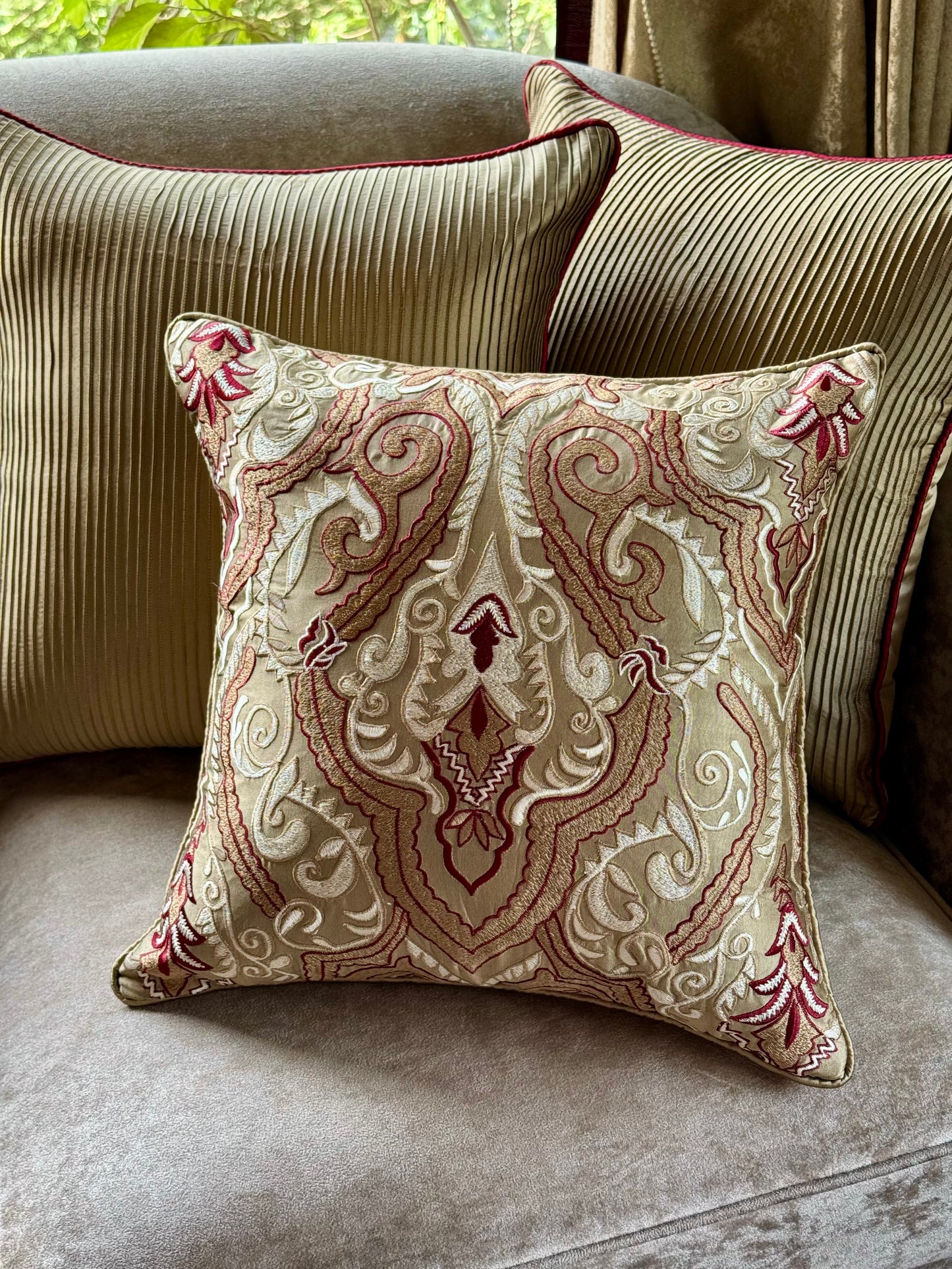 The Gold Pin-tucks Cushion Cover