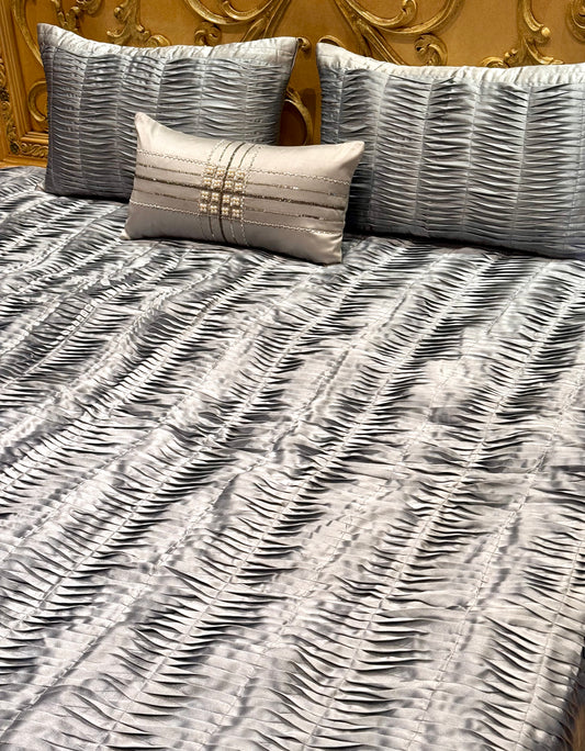 The Ice Blue Pleat Bedding Set