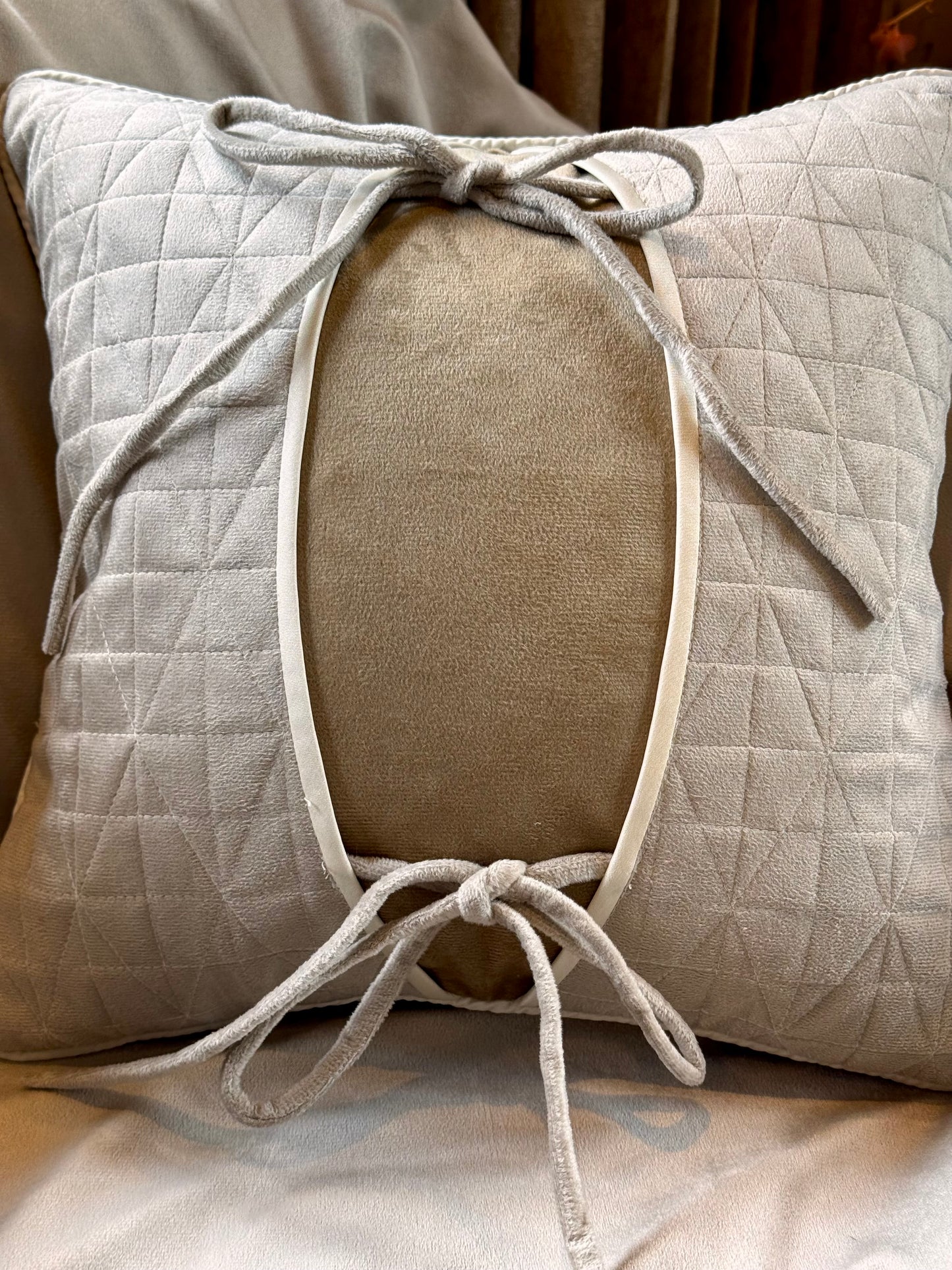 The Beige Bow Tie Cushion Cover