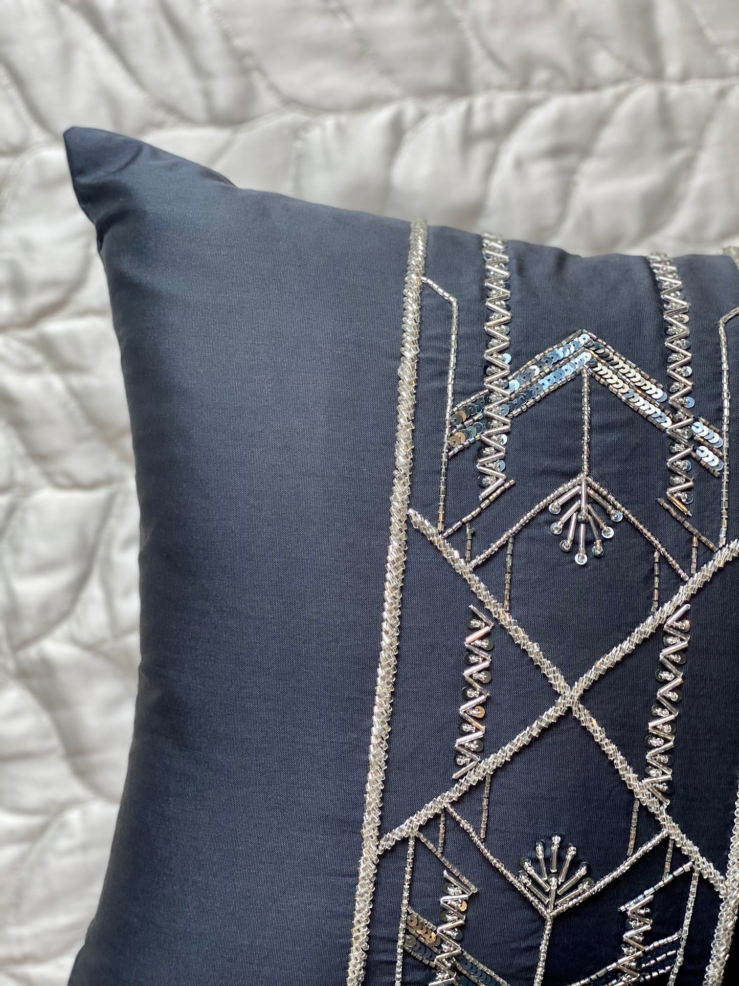 THE DEEP GREY FLORENCE CUSHION COVER