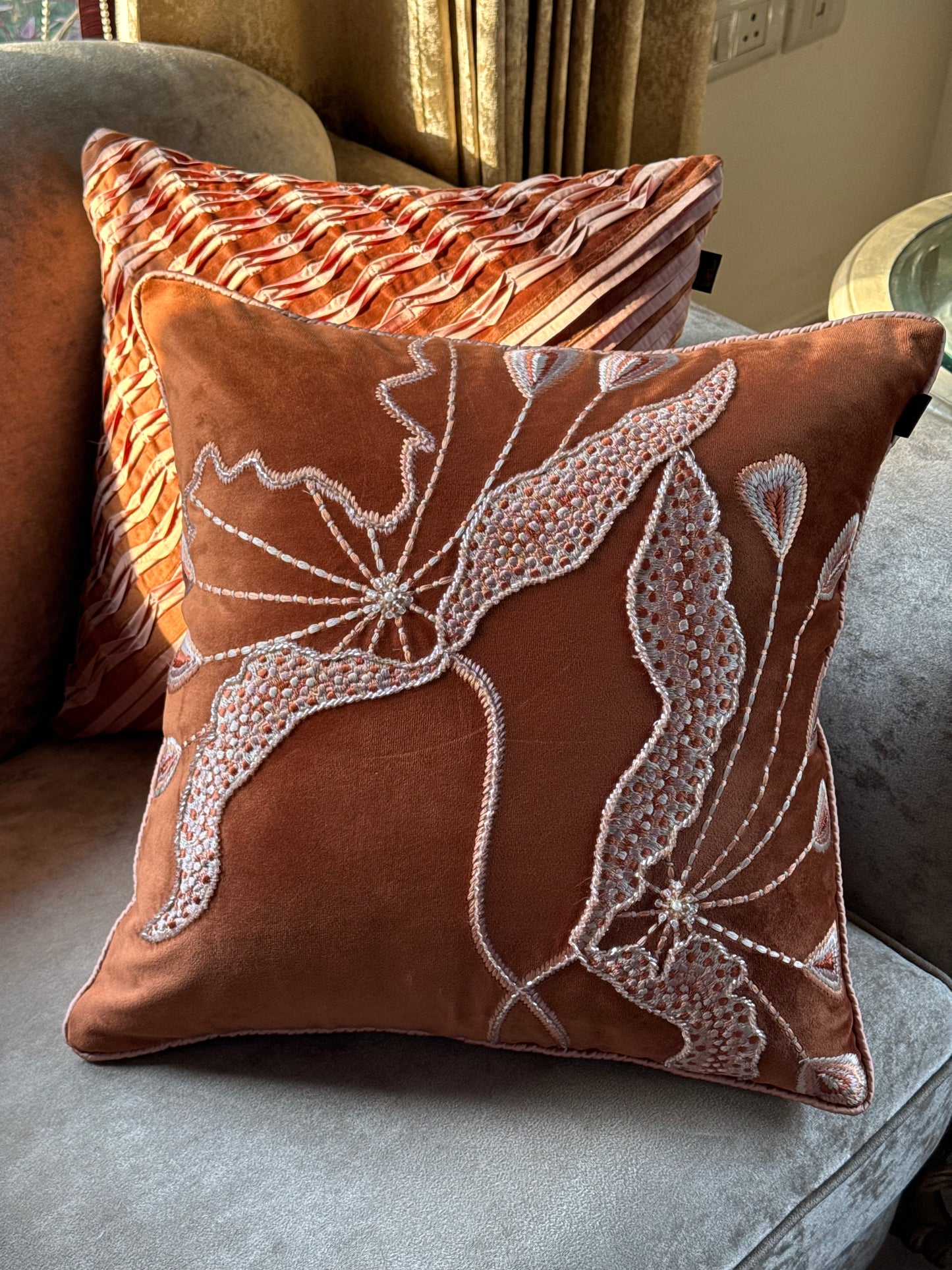 The Pumpkin Orange Rosé Cushion Cover