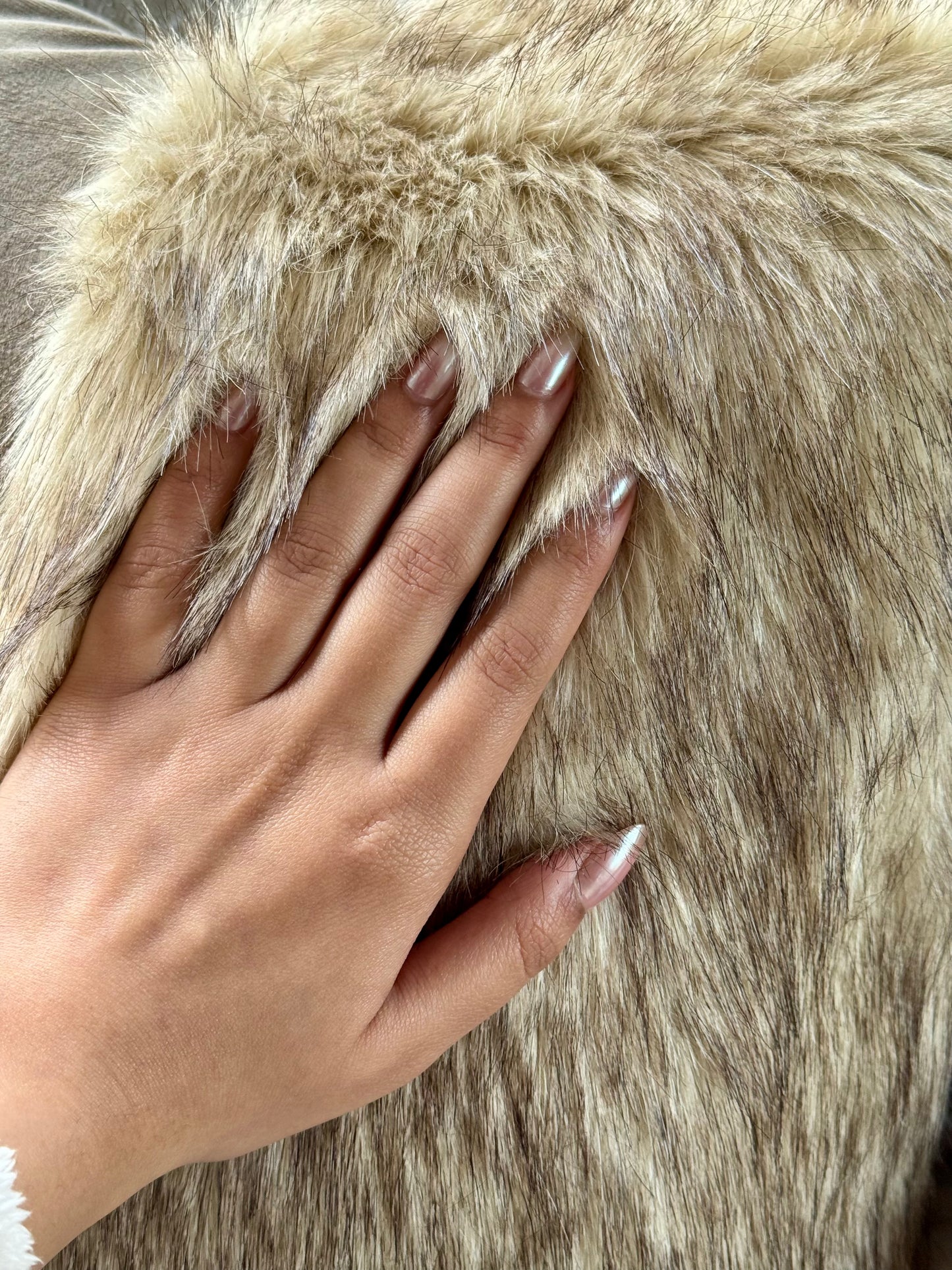 The Beige Half-Fur Cushion Cover