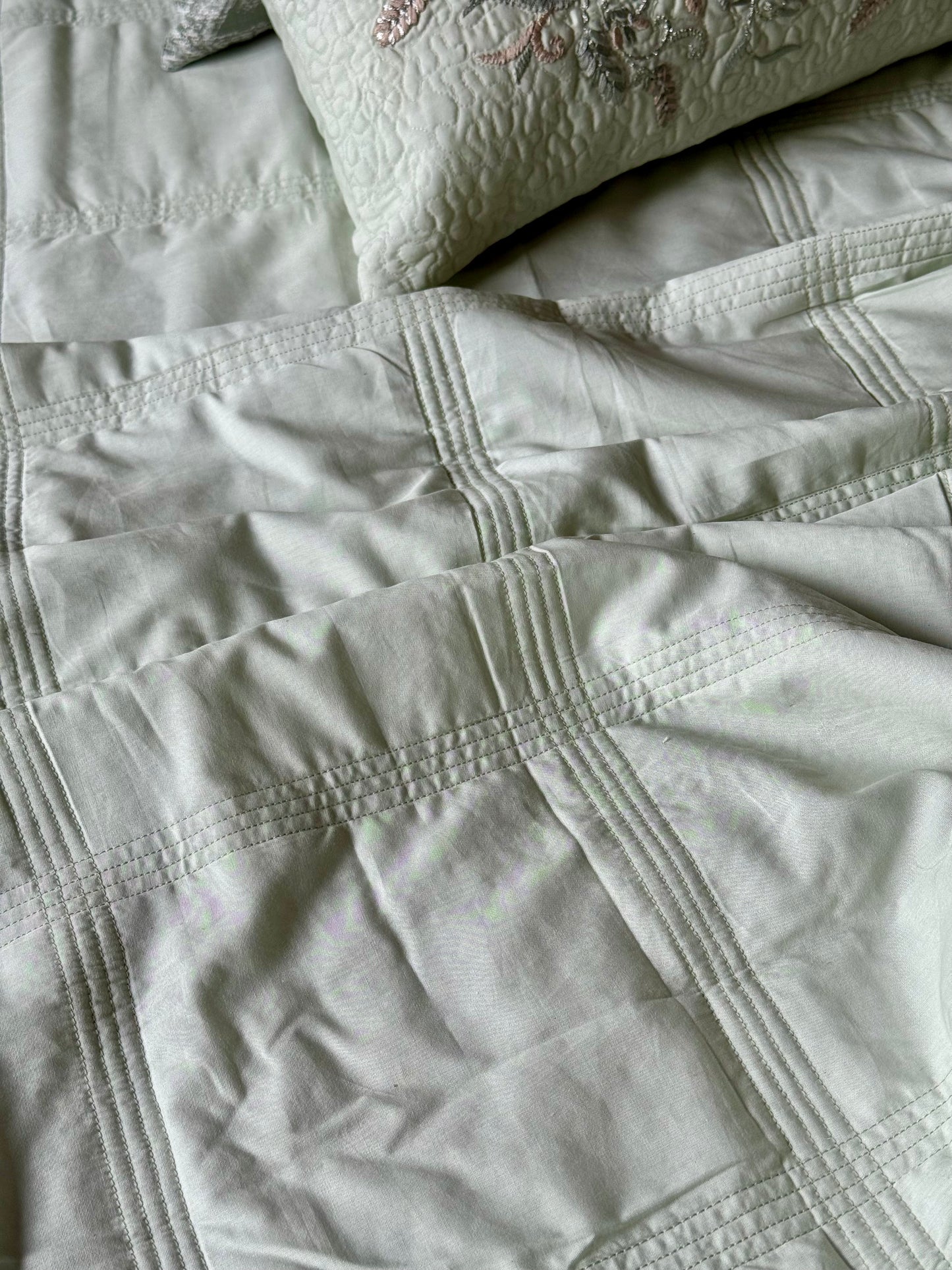 The Cotton Muted Mint Bedding Set