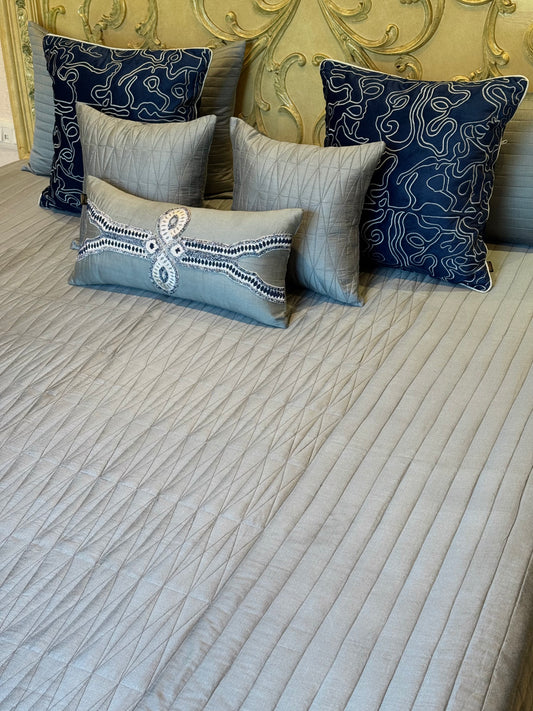 The Grey Blue Swirl Bedding Set