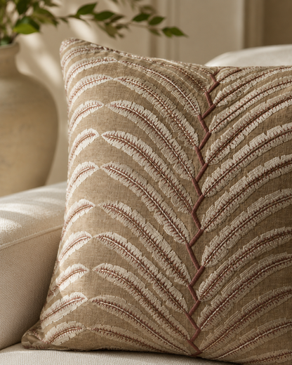 The Blush-Beige Folia Cushion Cover