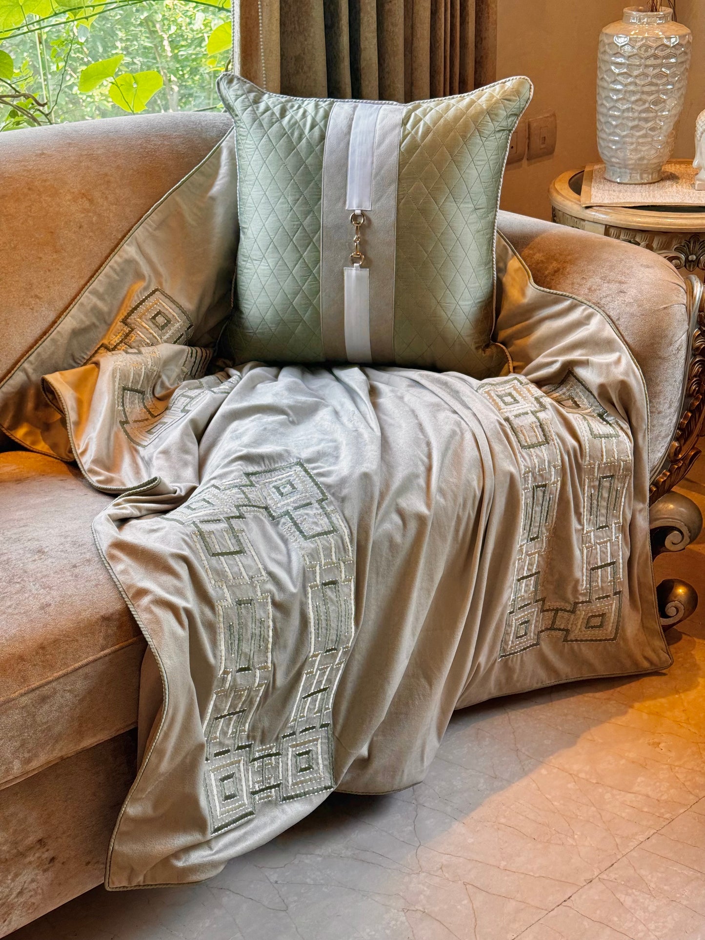 The Green Buckle Cushion Cover