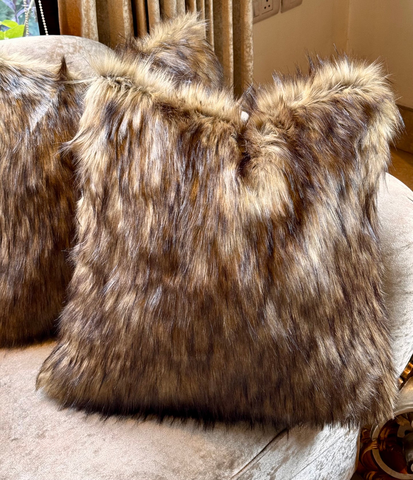 The Brown Fur Cushion Cover