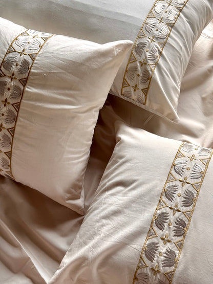 The Light Beige Lotus Bedsheet