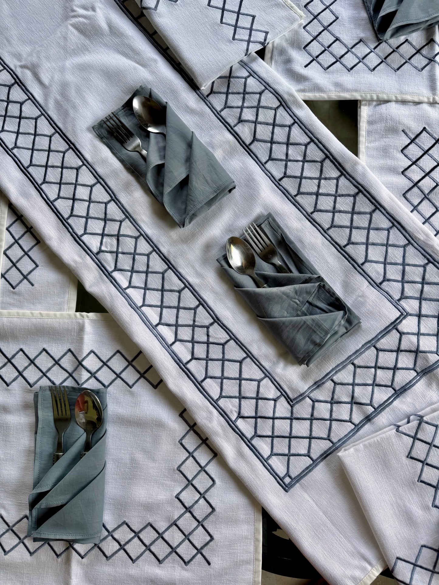 The White Lattice Table Linen Set