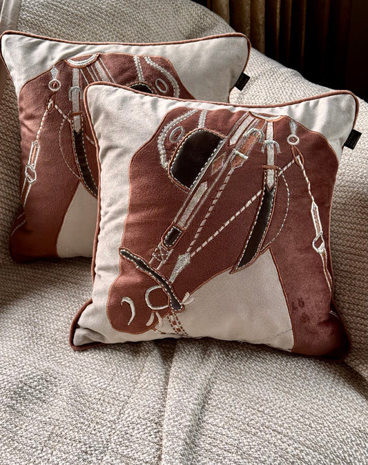 The Horse Appliqué Cushion Cover