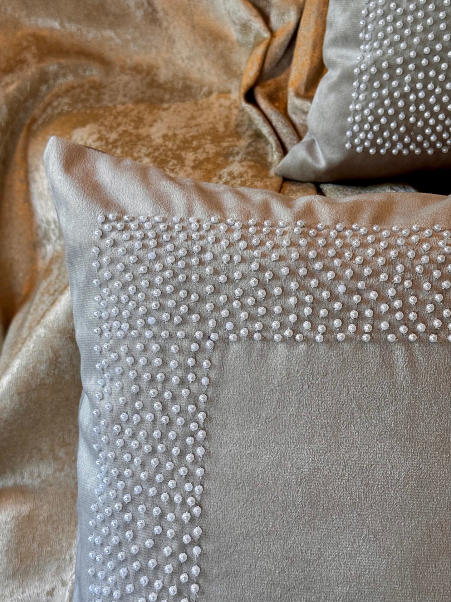 The Ivory Beaded Cushion Cover