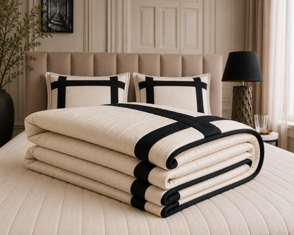 The Ivory Black Stripe Quilt