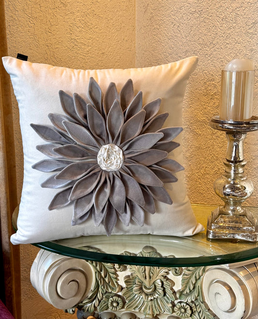 The White 3D Floral Cushion