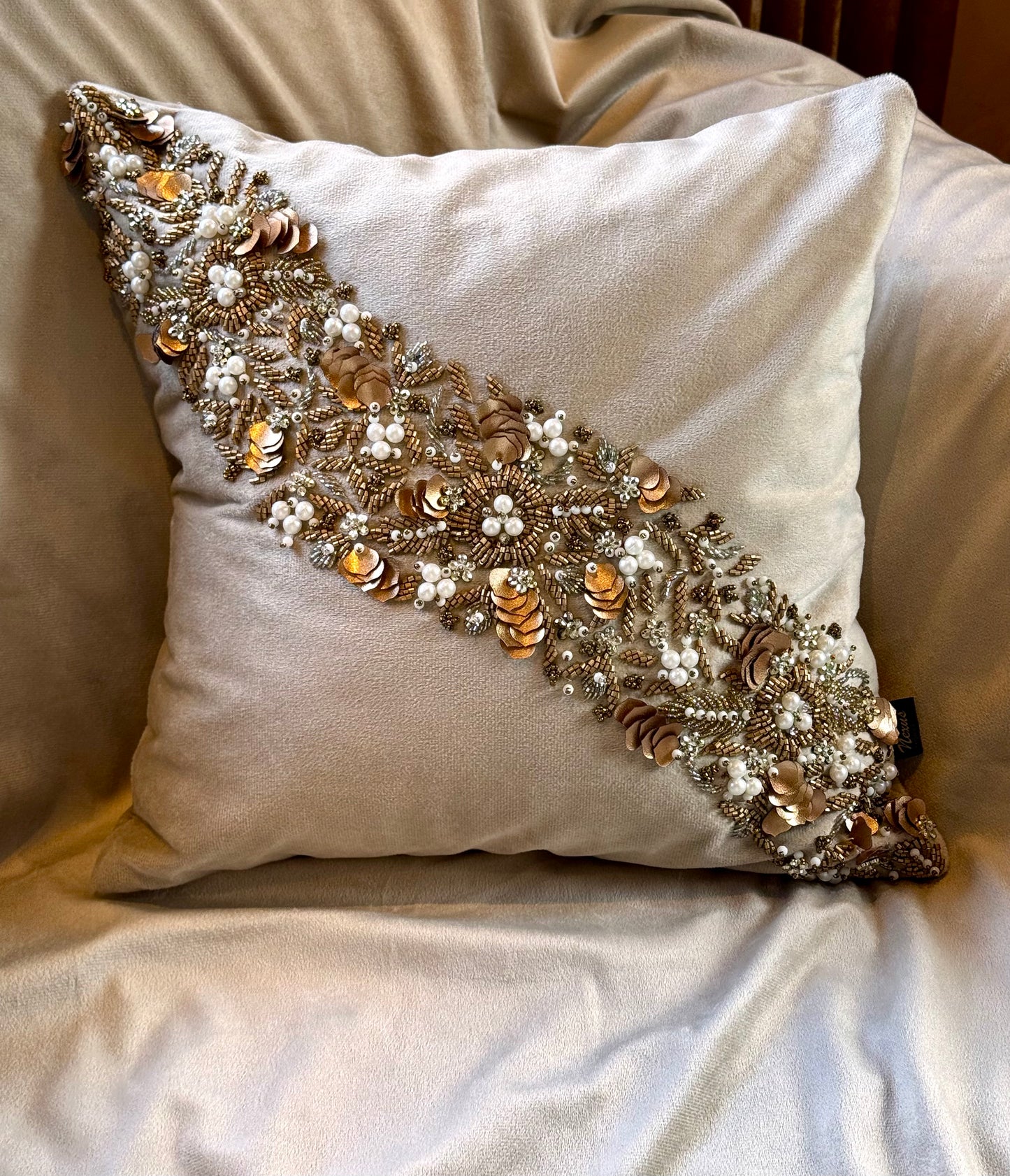 The Gilded Bloom Cushion Cover