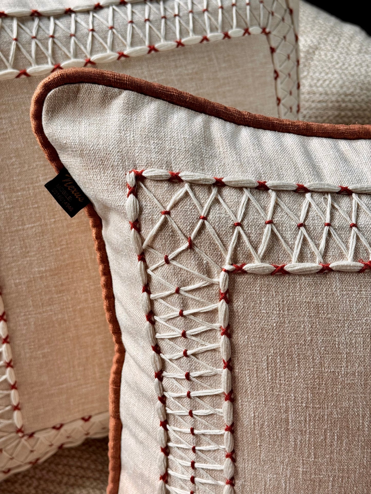 The Terracotta Cross Stitch Cushion Cover