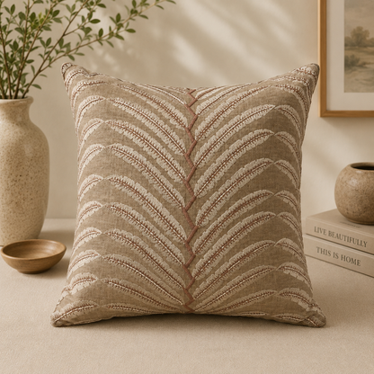 The Blush-Beige Folia Cushion Cover