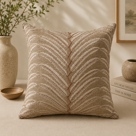 The Blush-Beige Folia Cushion Cover