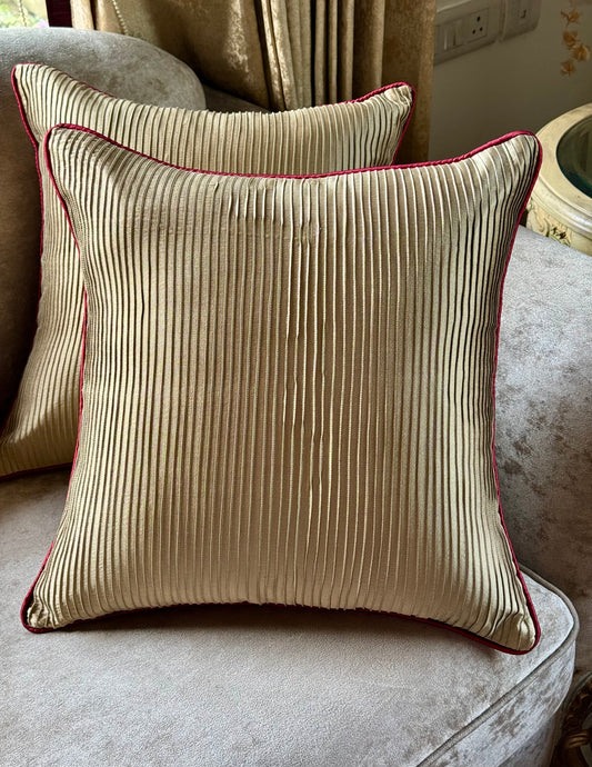 The Gold Pin-tucks Cushion Cover