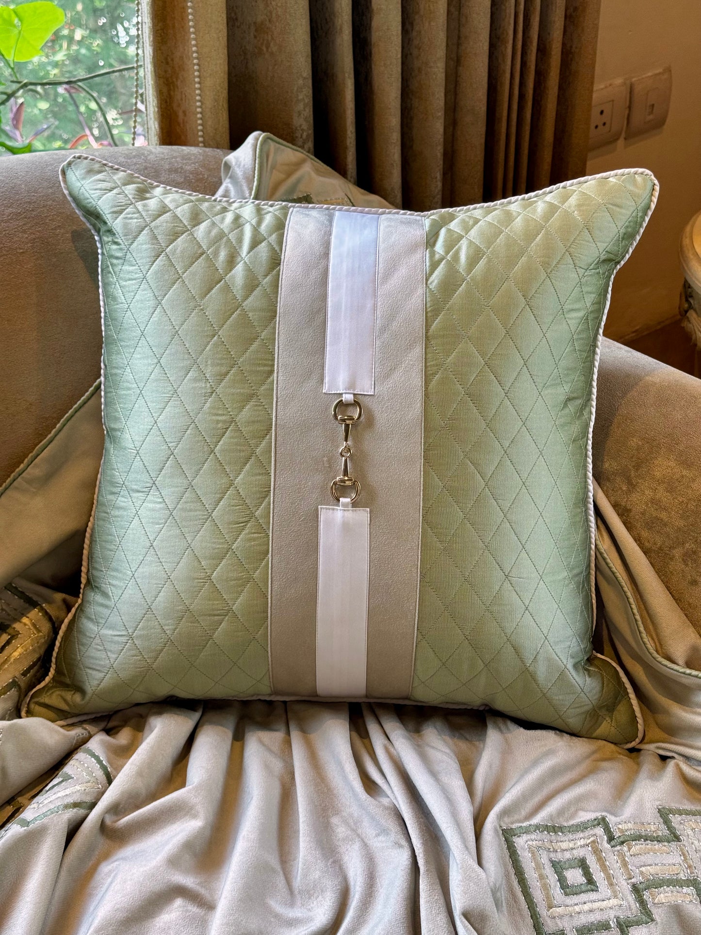 The Green Buckle Cushion Cover