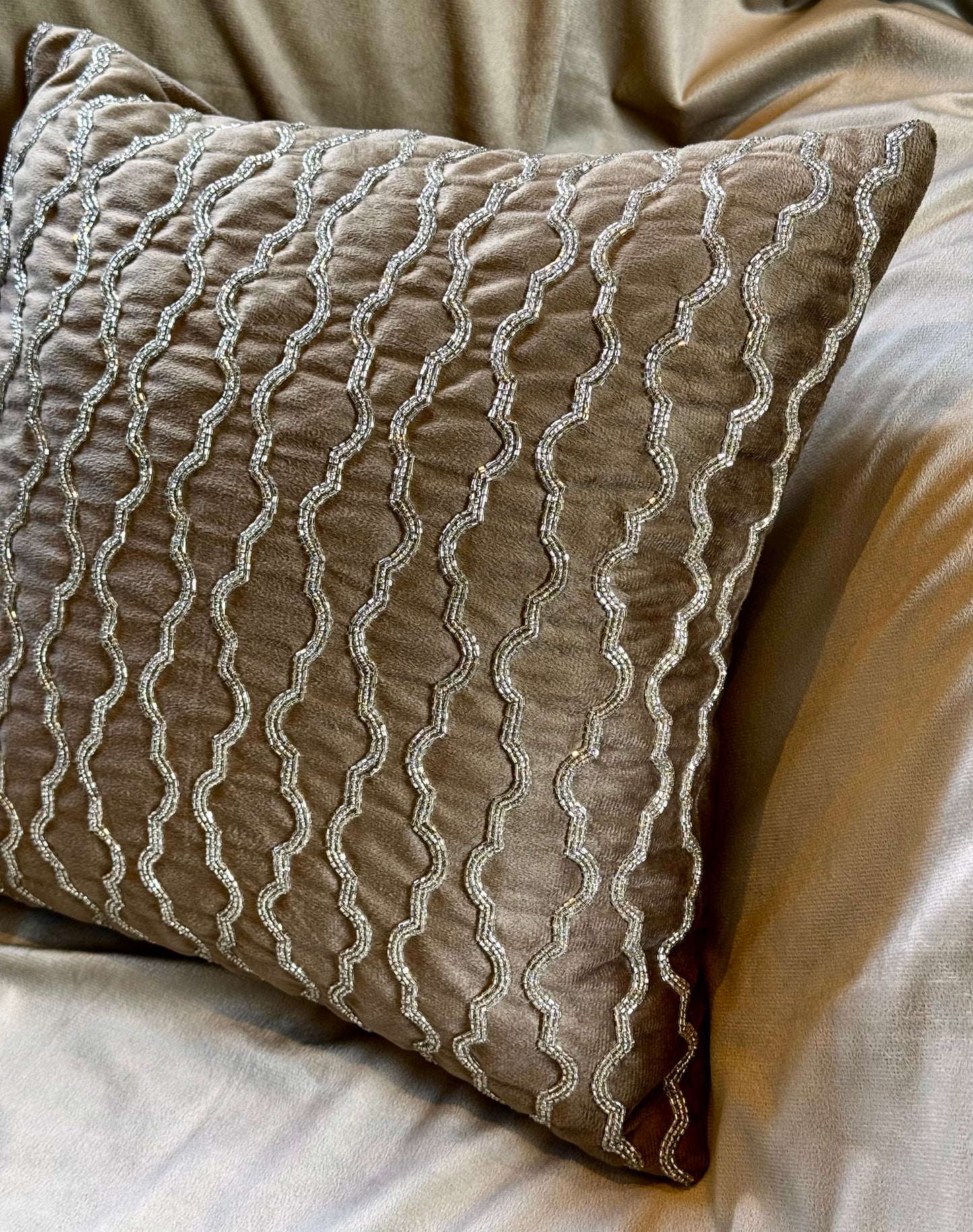 The Brown Bead Cushion Cover