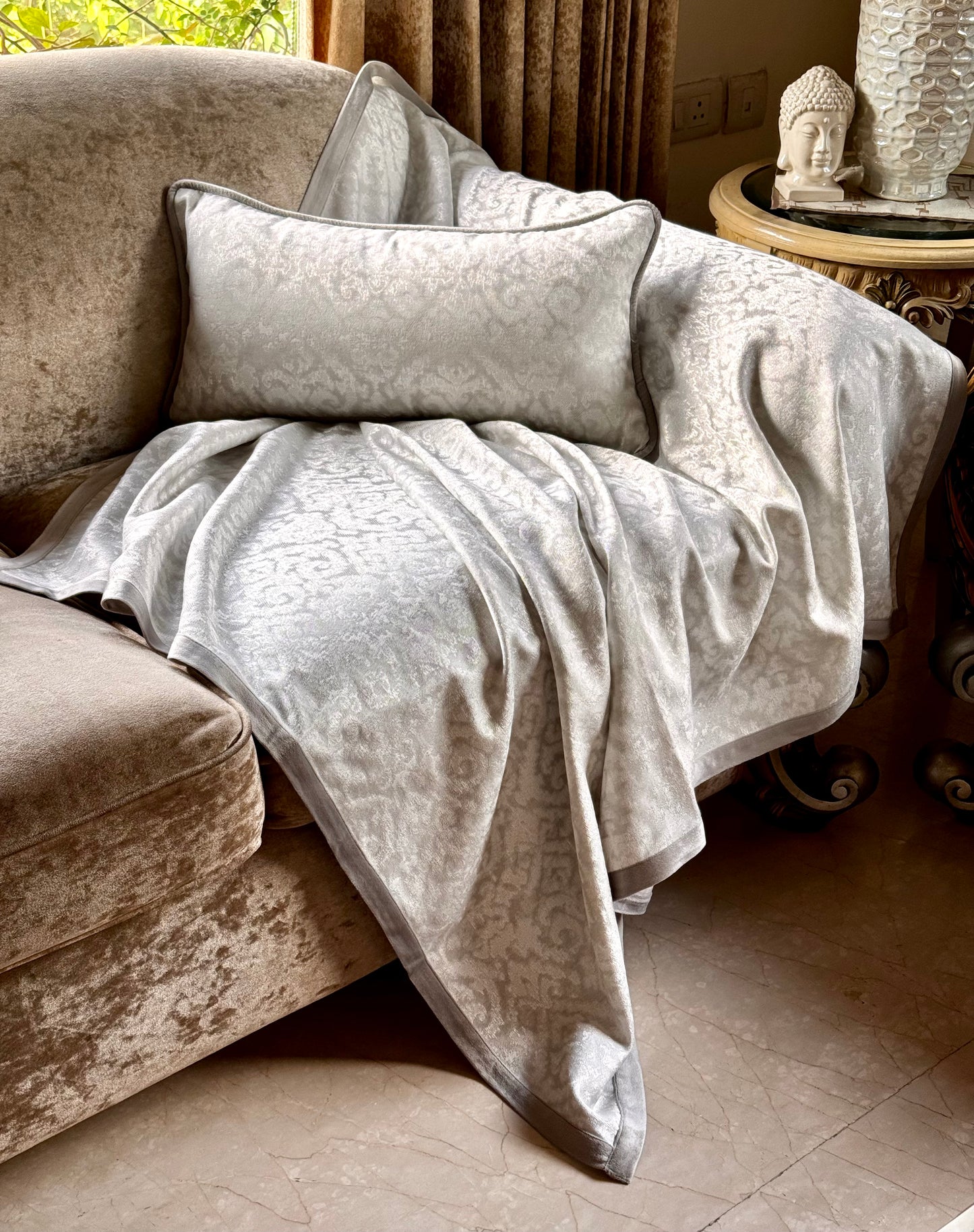 The Chrome Grey Aztec Throw