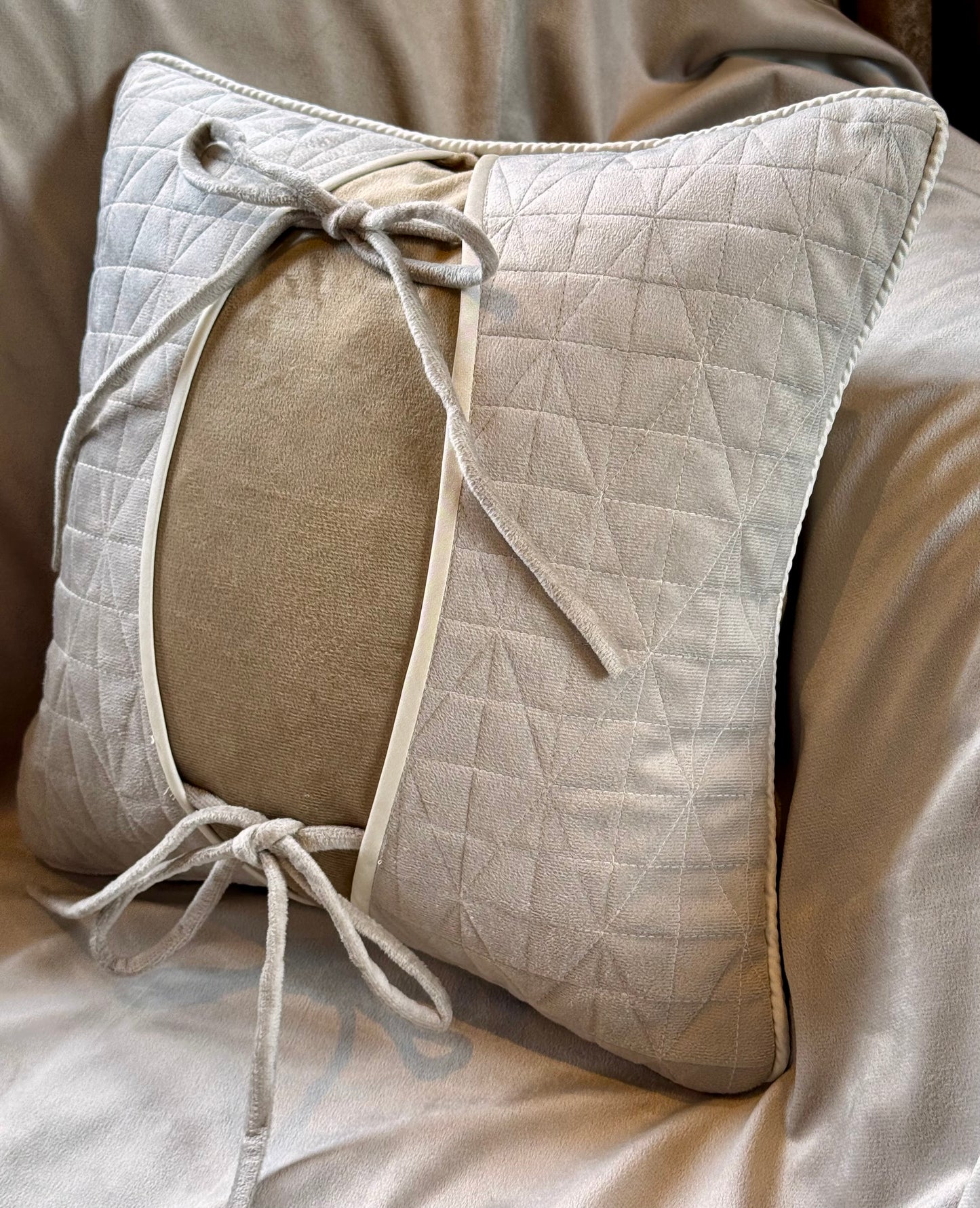 The Beige Bow Tie Cushion Cover