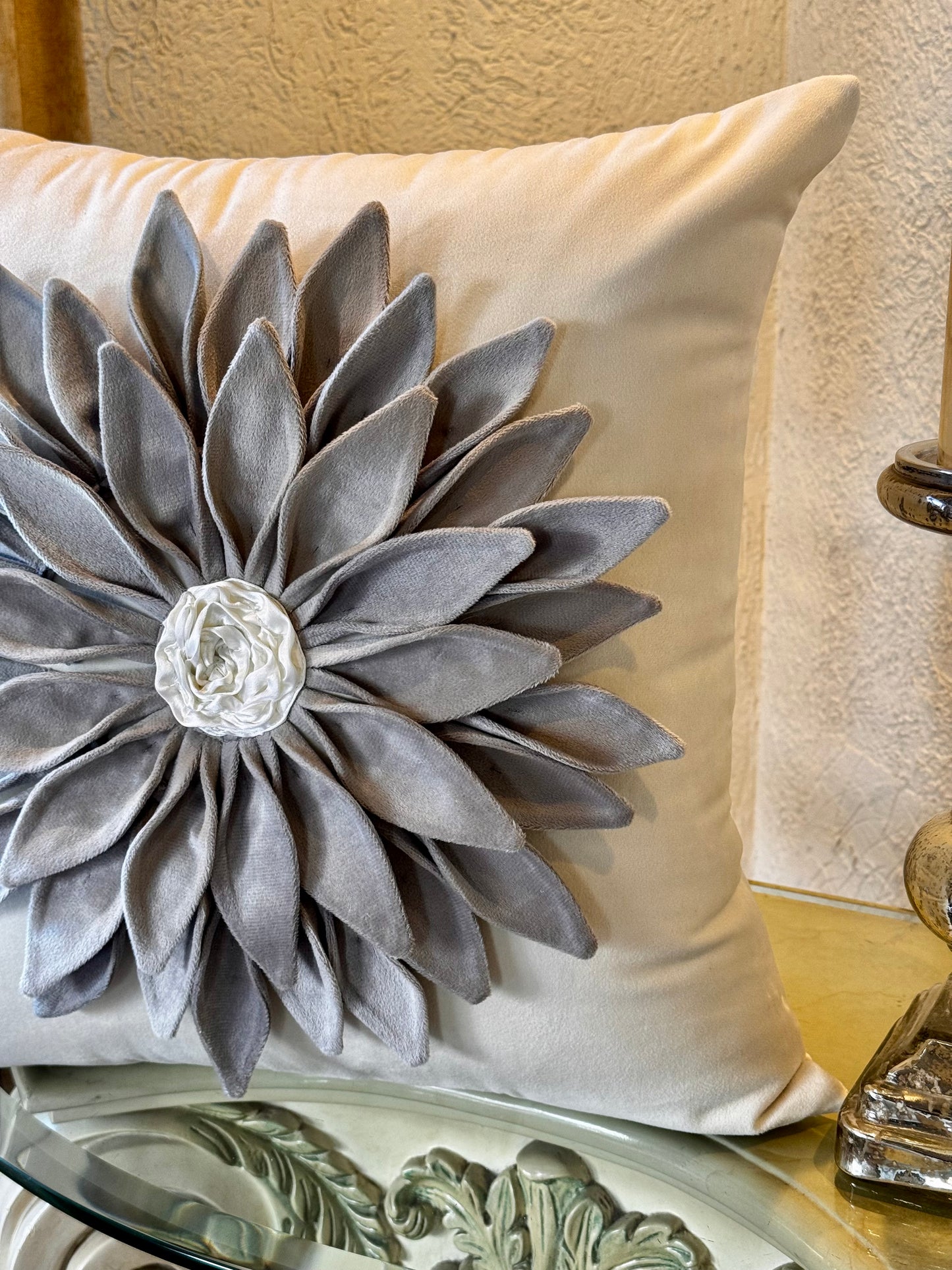 The White 3D Floral Cushion