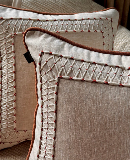 The Terracotta Cross Stitch Cushion Cover