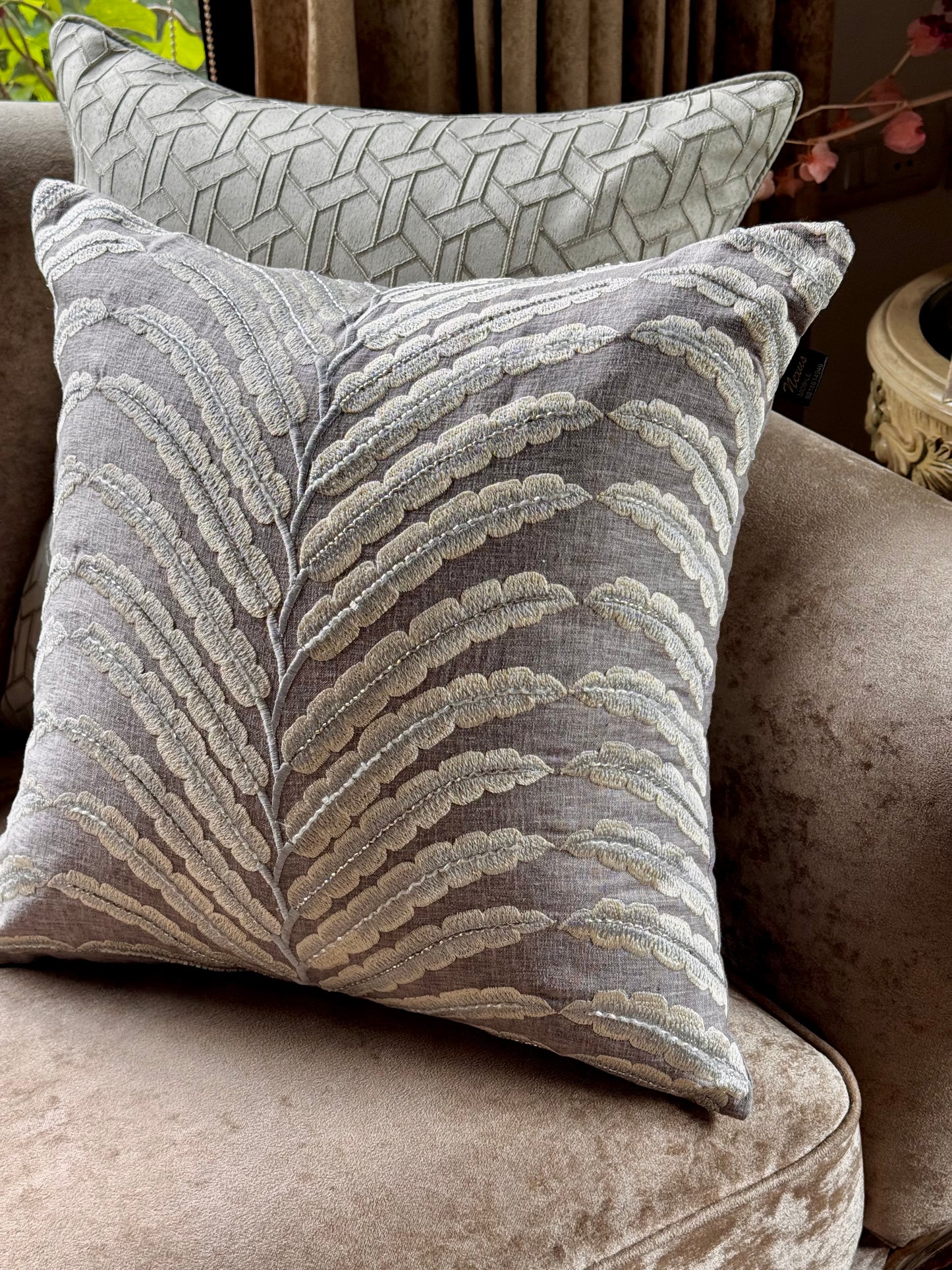The Grey Folia Cushion Cover