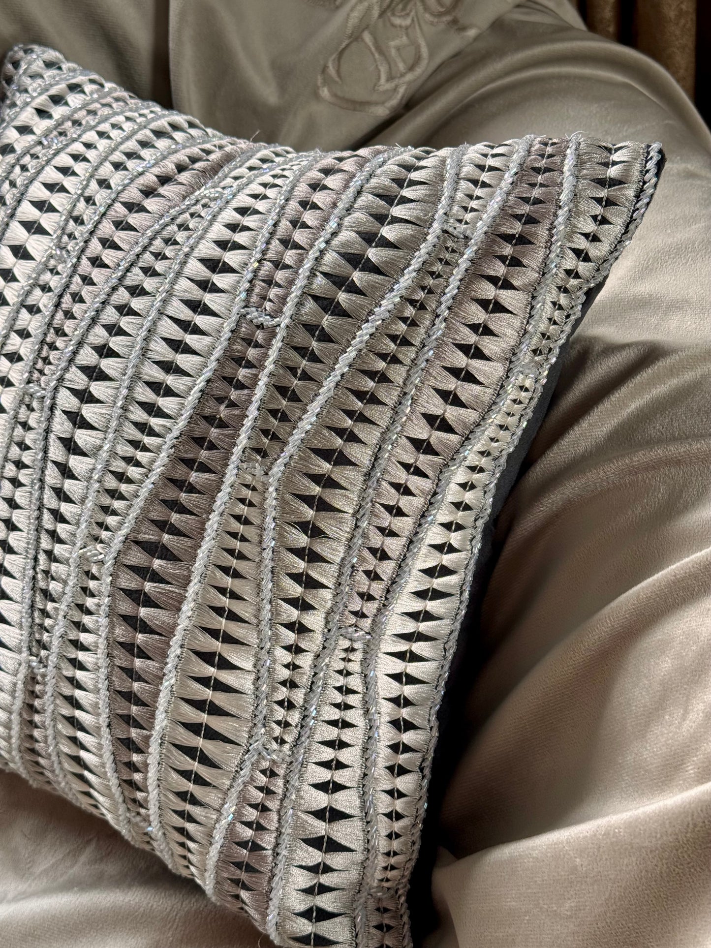 The Black Grey Azra Cushion Cover