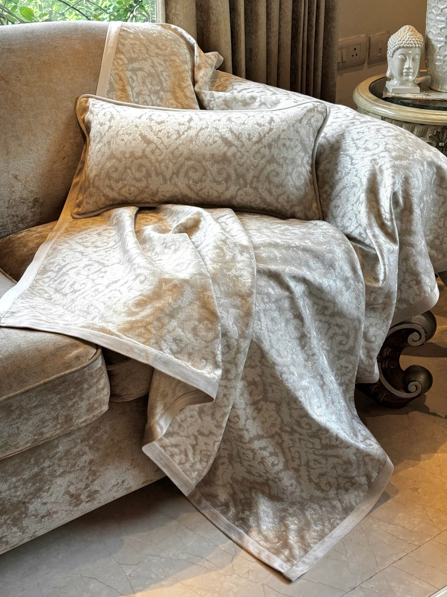 The Beige Aztec Throw