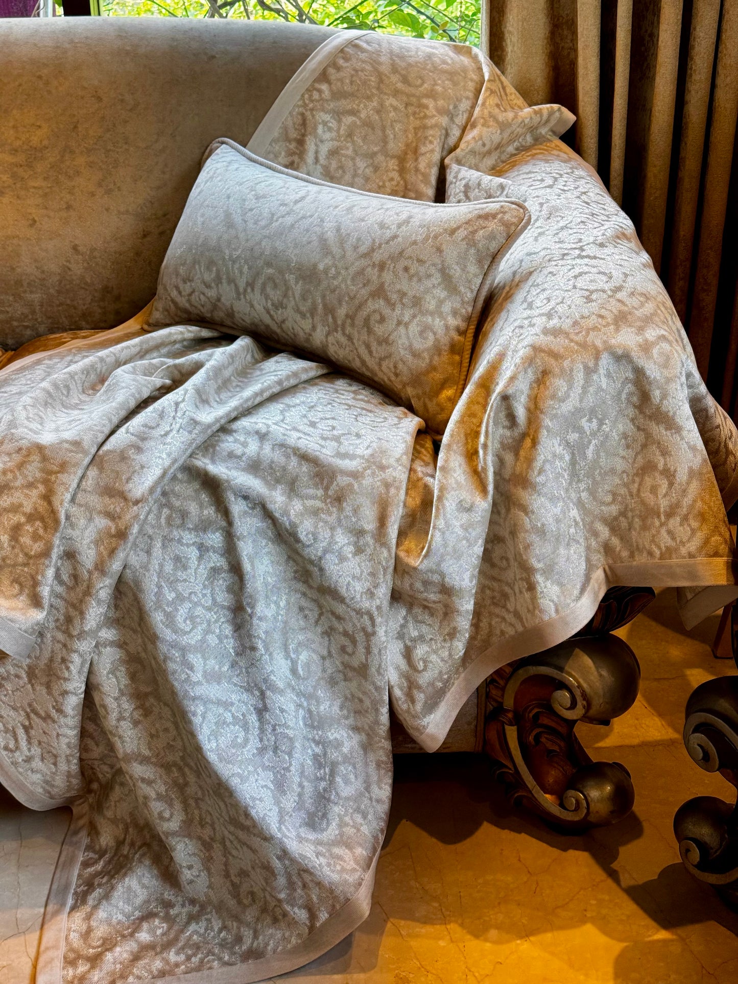 The Beige Aztec Throw
