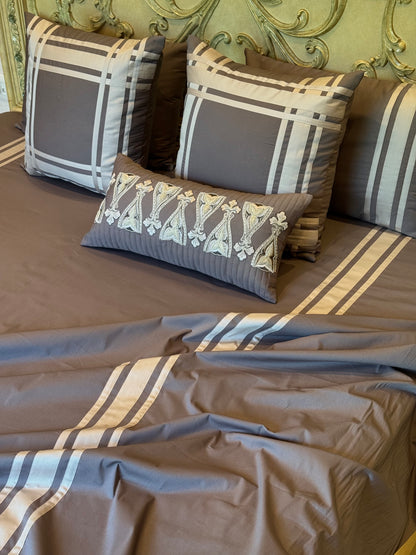 The Ash Brown Stripe Bedsheet Set