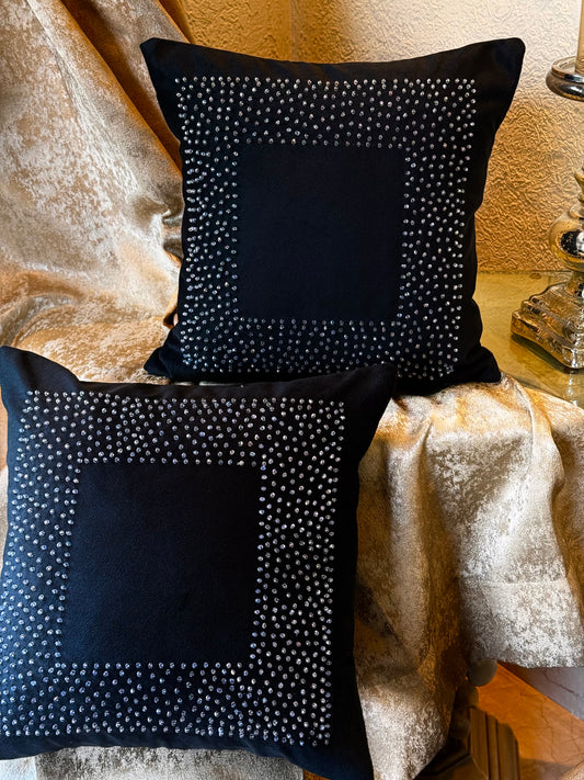 The Black Beaded Cushion Cover
