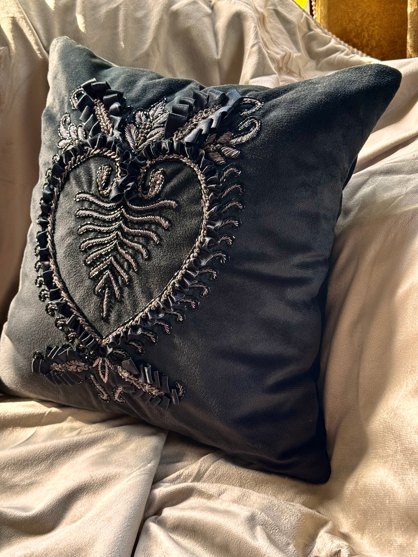 The Black Heart Cushion Cover