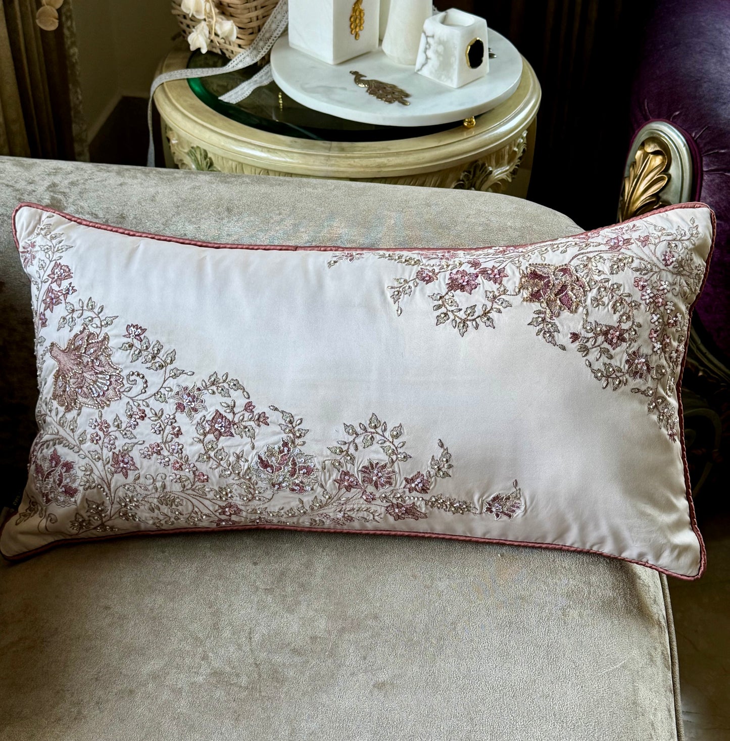 The Blush Ornate Lumbar (With Insert)