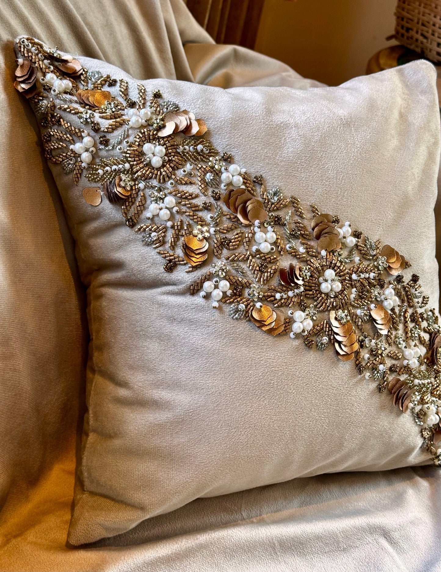 The Gilded Bloom Cushion Cover