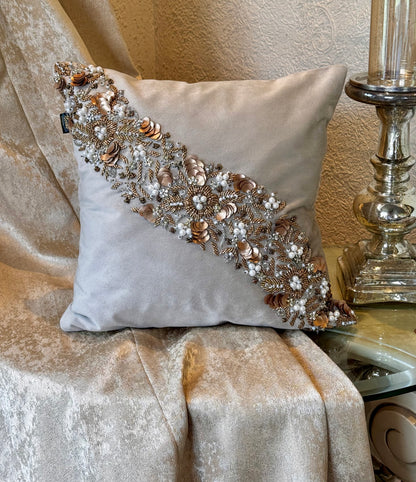The Gilded Bloom Cushion Cover