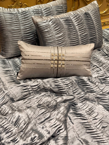 The Ice Blue Pleat Bedding Set