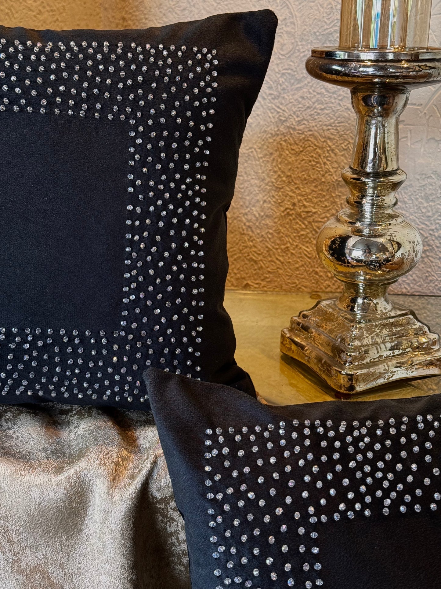 The Black Beaded Cushion Cover