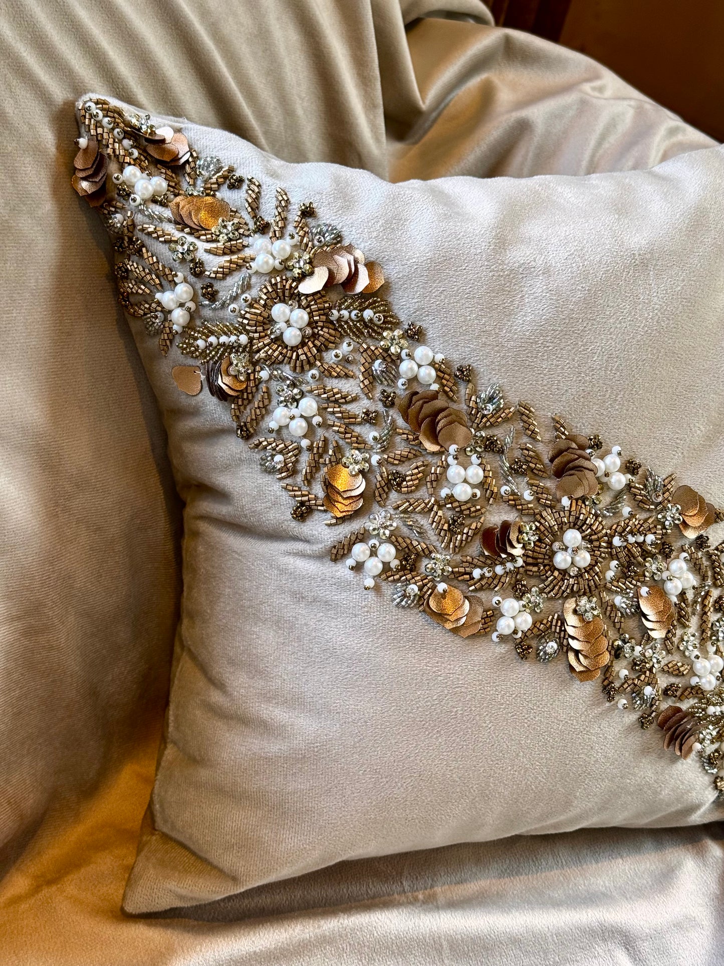 The Gilded Bloom Cushion Cover