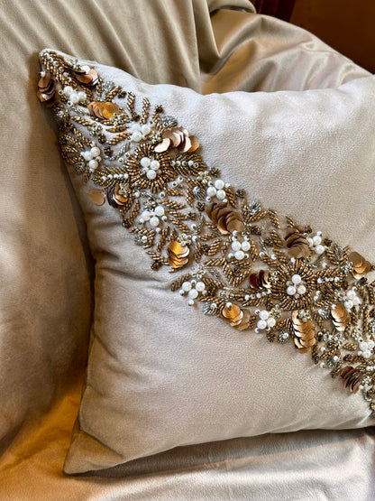 The Gilded Bloom Cushion Cover