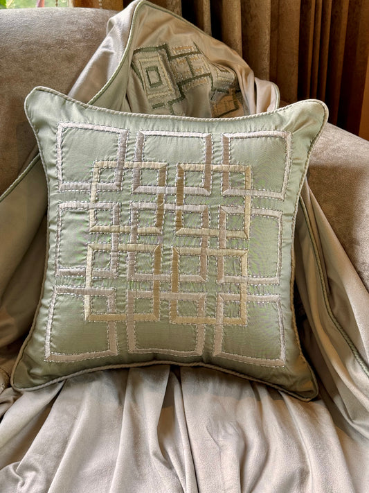 The Pastel Green Matrix Cushion Cover