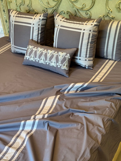 The Ash Brown Stripe Bedsheet Set