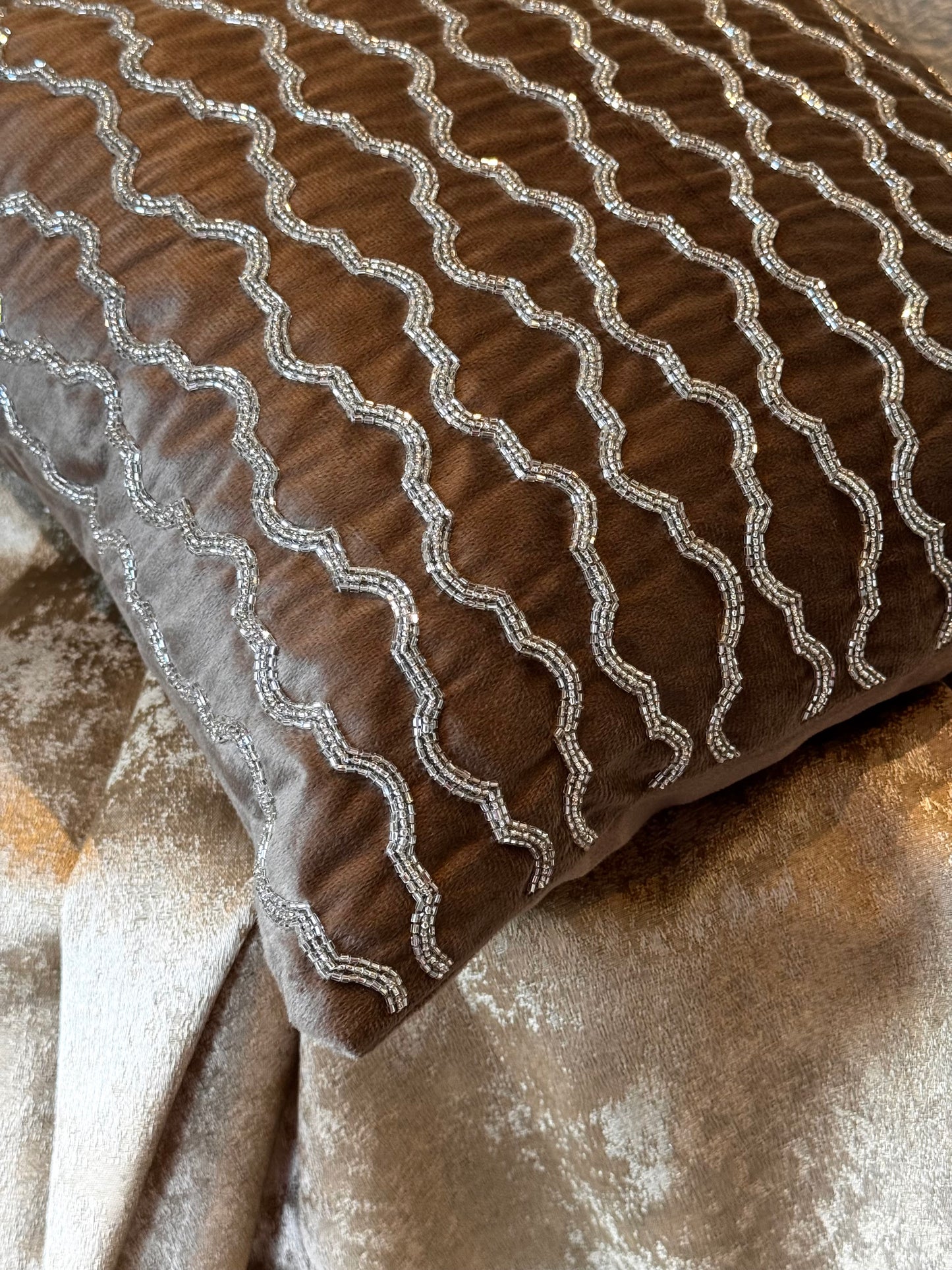 The Brown Bead Cushion Cover