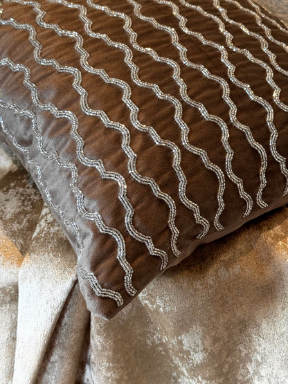 The Brown Bead Cushion Cover