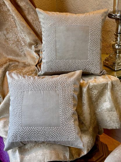 The Ivory Beaded Cushion Cover