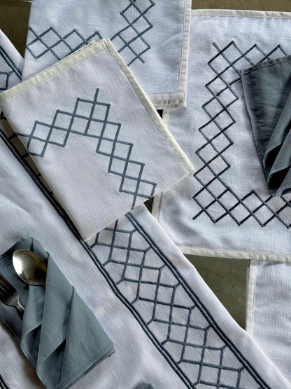 The White Lattice Table Linen Set