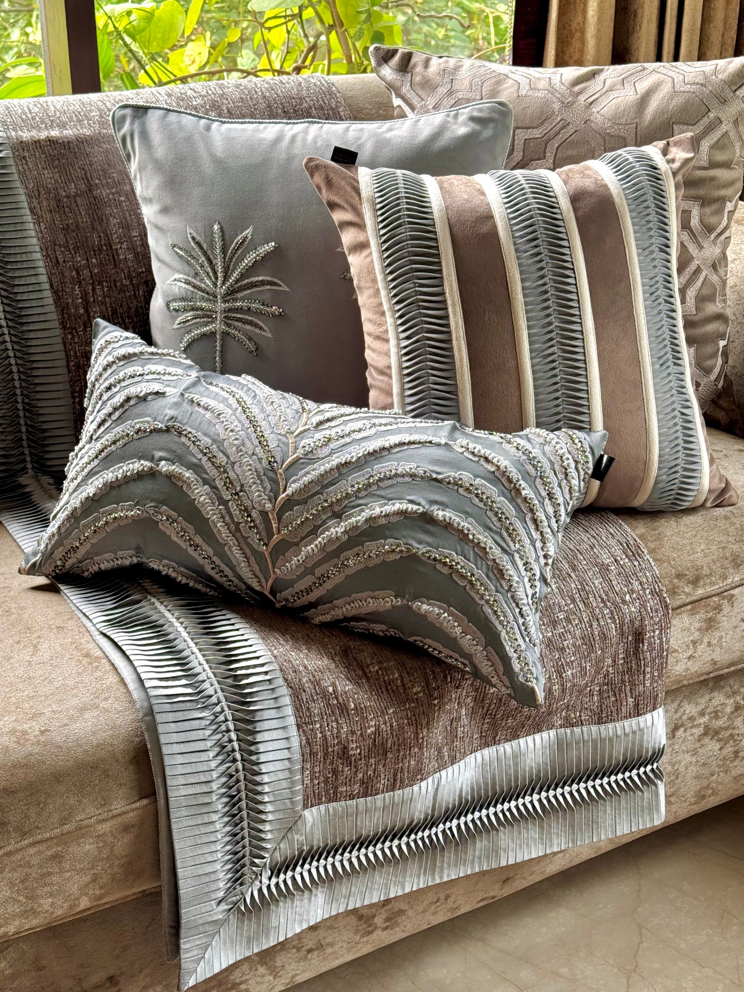 The Pleated Mocha Cushion Cover