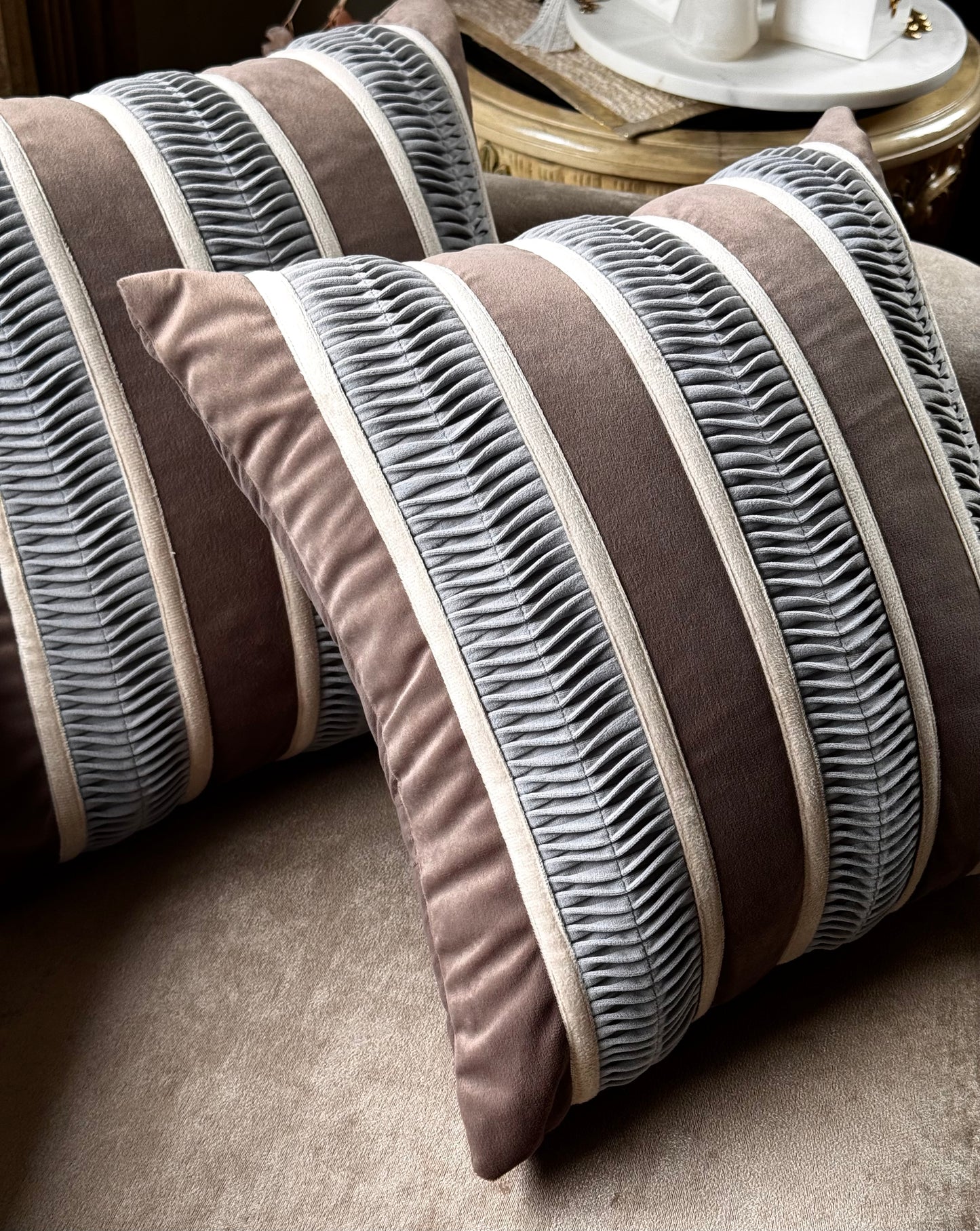 The Pleated Mocha Cushion Cover